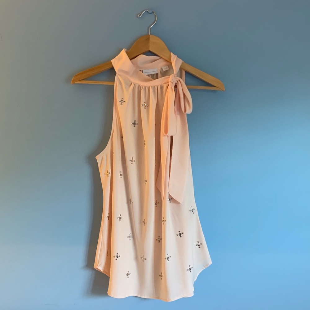 New York & Company High Neck tie blouse light pink
